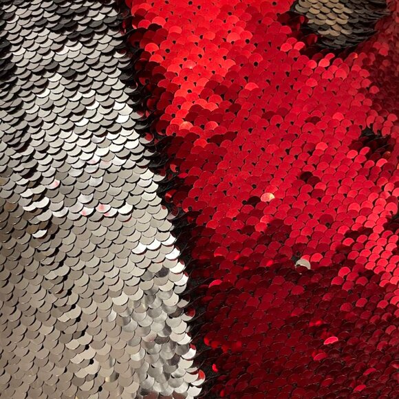 Red and Silver Sequin Pillow 25"x25" Excellent Condition - Picture 4 of 6